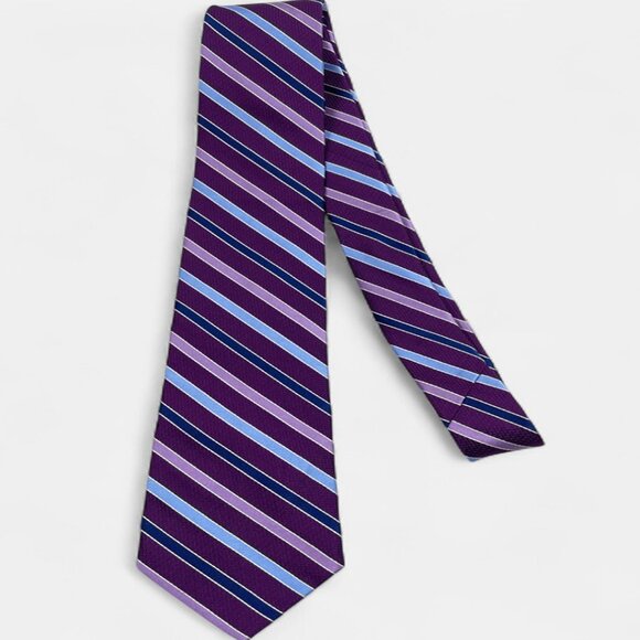 Croft & Barrow Silk Tie Striped Geometric Purple Blue Formal Dress - Picture 3 of 6